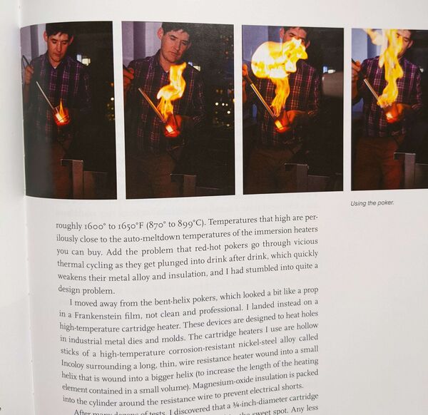 A page from Liquid Intelligence showing the red-hot copper poker technique.